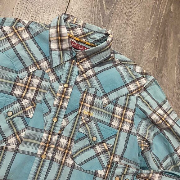 Cruel Girl Blue Plaid Button Down Shirt - Picture 2 of 4